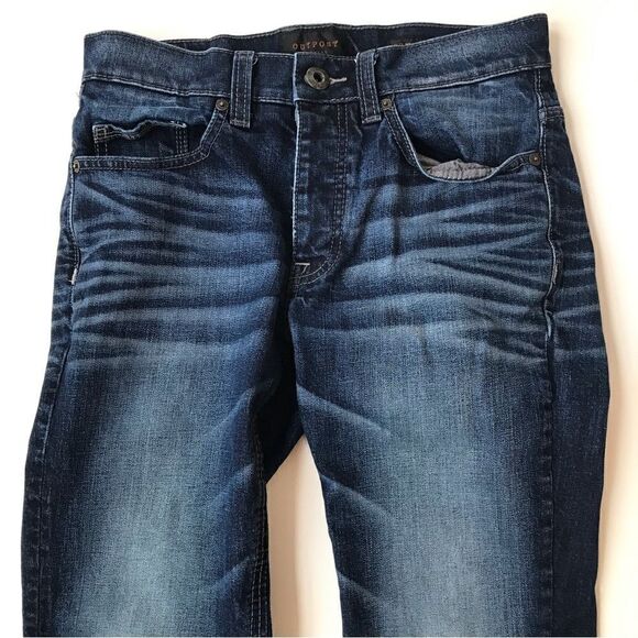 Outpost Makers Buckle Factory Distressed Button Fly Slim Straight Leg Jeans - Picture 6 of 16